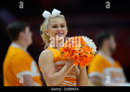January 31, 2022: Tennessee Lady Vols cheerleader during the NCAA basketball game between the University of Tennessee Lady Volunteers and the University of Arkansas Razorbacks at Thompson Boling Arena in Knoxville TN Tim Gangloff/CSM Stock Photo