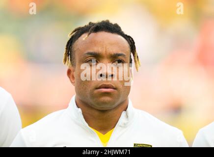 Yaoundé, Cameroon, January, 17, 2022: Pierre Kunde of Cameroon during Cameroun versus Cap Verde- Africa Cup of Nations at Olembe Stadium. Kim Price/CSM. Stock Photo