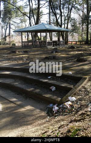 Oyama, Tochigi, japan, 2022/03/01 , Shiroyama park near the Gion Hill castle ruins in Oyama city, Tochigi prefecture. Stock Photo