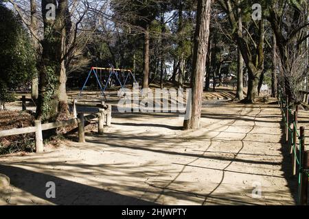 Oyama, Tochigi, japan, 2022/03/01 , Shiroyama park near the Gion Hill castle ruins in Oyama city, Tochigi prefecture. Stock Photo