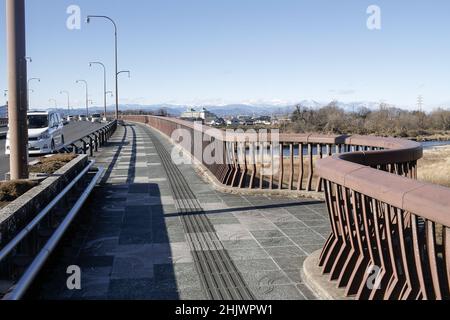 Oyama, Tochigi, japan, 2022/03/01 , Kanko bridge in Oyama city, near the Gion Hill castle ruins. Stock Photo