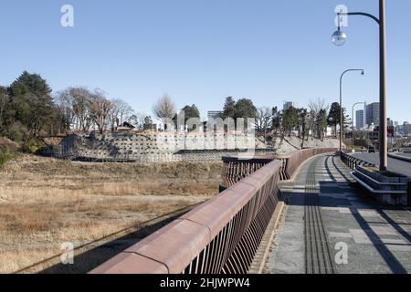 Oyama, Tochigi, japan, 2022/03/01 , Kanko bridge in Oyama city, near the Gion Hill castle ruins. Stock Photo