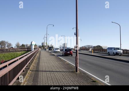 Oyama, Tochigi, japan, 2022/03/01 , Kanko bridge in Oyama city, near the Gion Hill castle ruins. Stock Photo