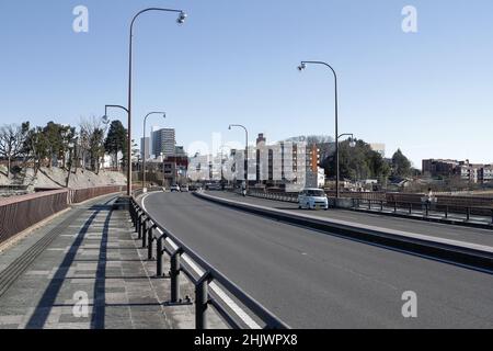 Oyama, Tochigi, japan, 2022/03/01 , Kanko bridge in Oyama city, near the Gion Hill castle ruins. Stock Photo