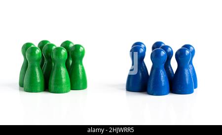 Two groups of game figures in different colors Stock Photo