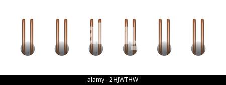 Copper horizontal wire spiral for open notebook and calendar. Metal spiral bindings for sheets of paper. Vector illustration isolated on realistic Stock Vector