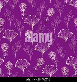 Doodle floral seamless pattern in trendy colors. Vector illustration Stock Vector