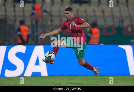 Yaoundé, Cameroon, January, 18, 2022: Achraf Hakimi of Morocco during Morocco vs Gabon - Africa Cup of Nations at Ahmadou Ahidjo Stadium. Kim Price/CSM. Stock Photo