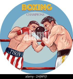 Two Male Boxers In Upright Stance In Boxing Ring Stock Vector