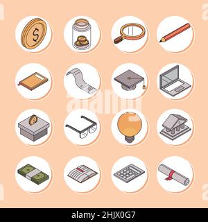 set of loans and scholarship Stock Vector