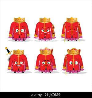 Queen and her magic clothes cartoon of red chinese traditional costume wearing tiara. Vector illustration Stock Vector
