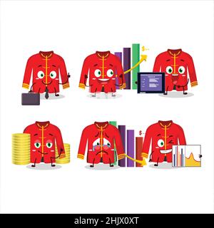 Red chinese traditional costume character designs as a trader investment mascot. Vector illustration Stock Vector