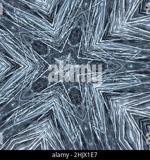 Kaleidoscope repeating pattern with rotational symmetry, ice texture ...