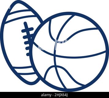 Basketball ball icon, american football ball icon on white background, vector illustration Stock Vector