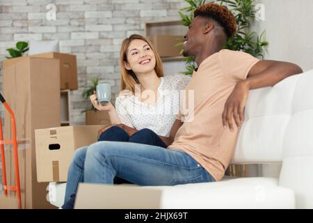 taking a break from moving to their new home Stock Photo