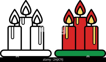 Christmas candles icon on white background, vector illustration Stock Vector