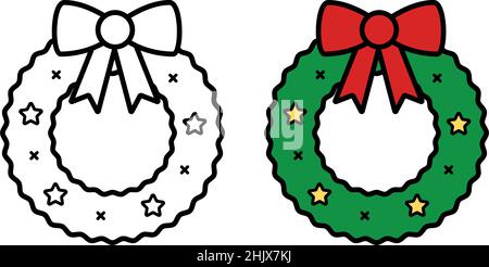 Christmas wreath icon on white background, vector illustration Stock Vector