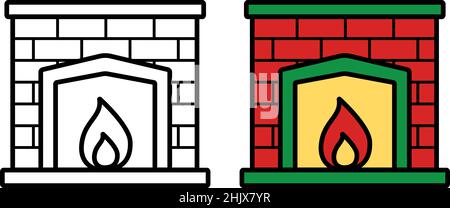 Fireplace icon on white background, vector illustration Stock Vector