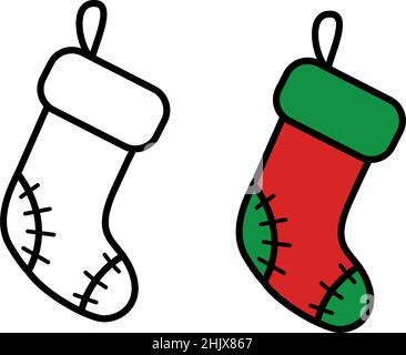 Christmas sock icon on white background, vector illustration Stock Vector