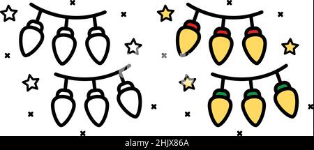 Icon of garland with light bulbs on white background, vector illustration Stock Vector