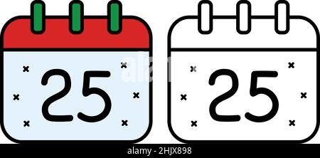 Christmas calendar icon on white background, vector illustration Stock Vector