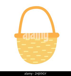 Wicker basket icon, empty wicker basket illustration, vector illustration in flat cartoon design Stock Vector
