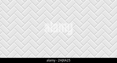Metro tiles with herringbone pattern vector illustration. 3d subway diagonal seamless texture, modern ceramic bricks on building wall, mosaic apron fo Stock Vector