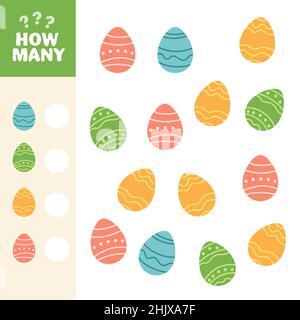 How many easter eggs. Educational game for children. Vector illustration for kids Stock Vector