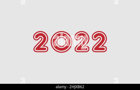 Bold number 2022 in RED letters - Initial vector design - Premium Icon, Logo vector Stock Vector