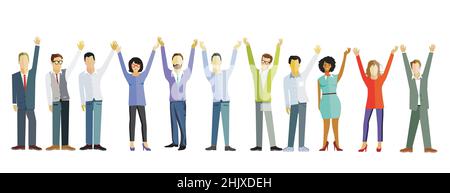 a group of business people cheer and rejoice, illustration Stock Vector