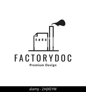 factory paper smoke line logo design, vector graphic symbol icon illustration creative idea Stock Vector