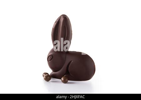 Easter chocolate bunny isolated on white background Stock Photo