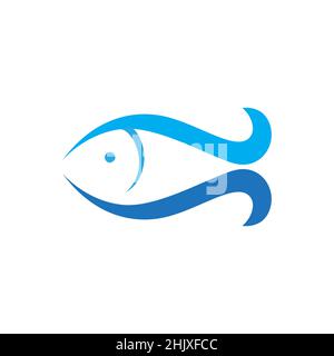 colorful minimalist little fish blue logo design, vector graphic symbol icon illustration creative idea Stock Vector