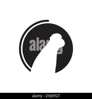 circle negative space with monkey logo design, vector graphic symbol icon illustration creative idea Stock Vector