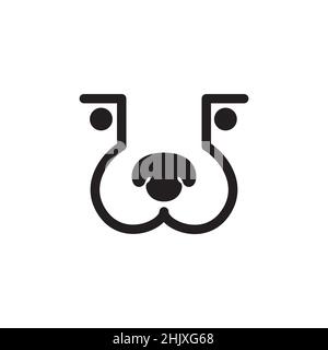 line face dog with bone shape logo design, vector graphic symbol icon illustration creative idea Stock Vector