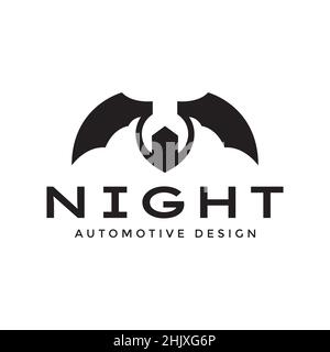 wrench with bat wings logo design, vector graphic symbol icon illustration creative idea Stock Vector