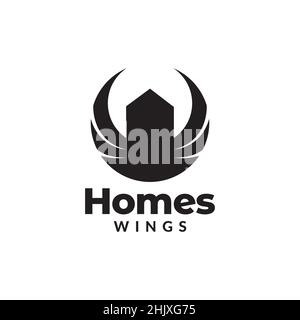 shape home with wings logo design, vector graphic symbol icon illustration creative idea Stock Vector