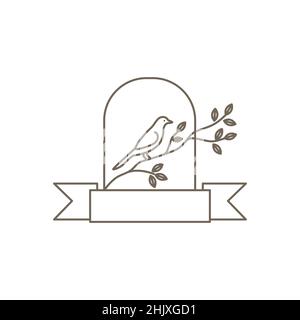 little bird luxury with badge logo design, vector graphic symbol icon illustration creative idea Stock Vector