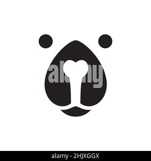 cute face dog with bone nose logo design, vector graphic symbol icon illustration creative idea Stock Vector