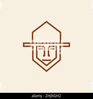 line face warrior castle logo design, vector graphic symbol icon illustration creative idea Stock Vector