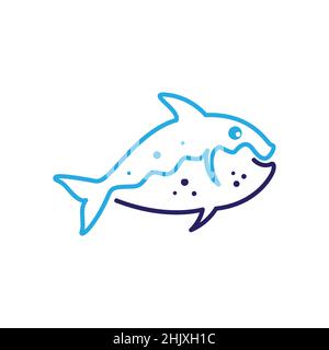 continuous line fish piranha logo design, vector graphic symbol icon illustration creative idea Stock Vector