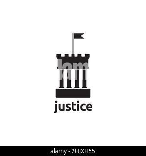 pillar with flag law logo design, vector graphic symbol icon illustration creative idea Stock Vector