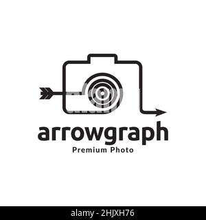 shape camera with arrow logo design, vector graphic symbol icon illustration creative idea Stock Vector