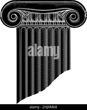 Classic Greek Roman Column Pillar Vintage Woodcut Stock Vector