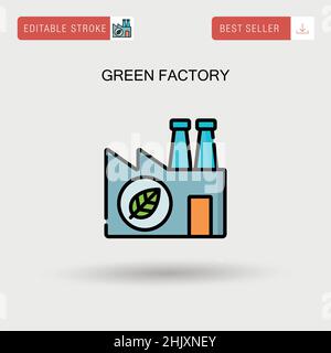 Green factory Simple vector icon. Stock Vector