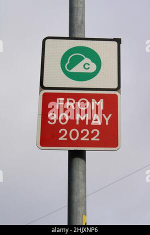 Generic Clean air zone from 30th may2022 sign Stock Photo