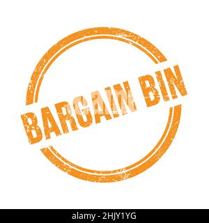 BARGAIN BIN text written on orange grungy vintage round stamp. Stock Photo
