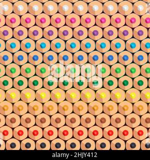 Seamless pattern with rows of colored pencils. Vector colored background. Stock Vector