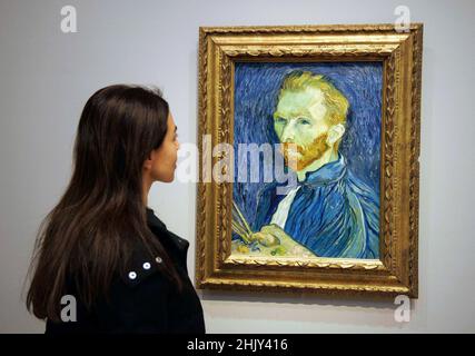 London, UK. 1st Feb, 2022. Self-Portrait (First week of September 1889) An exhibition of Van Gogh's self-portraits open at the Coutauld Gallery on Thursday February 3rd. This exhibition brings together half of Van Gogh's self portraitsfor the very first time. Credit: Mark Thomas/Alamy Live News Stock Photo
