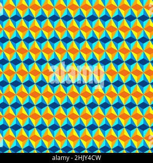 Seamless abstract pattern with triangles and pyramids. Vector colored background. Stock Vector